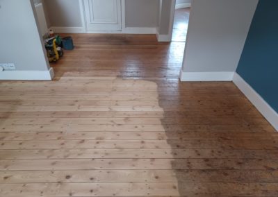 Before Pine Floorboard Restoration in Cheam, Surrey