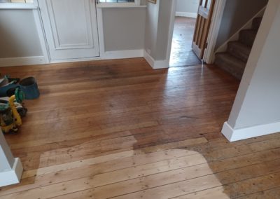 Before Pine Floorboard Restoration in Cheam, Surrey